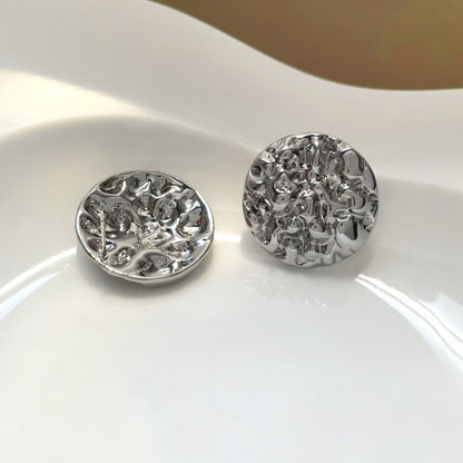 Silver Hammered Disc  Earrings