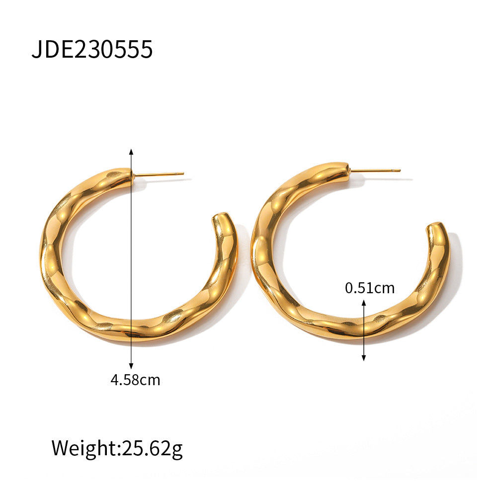 18K Gold Plated Molten Hoop Earrings